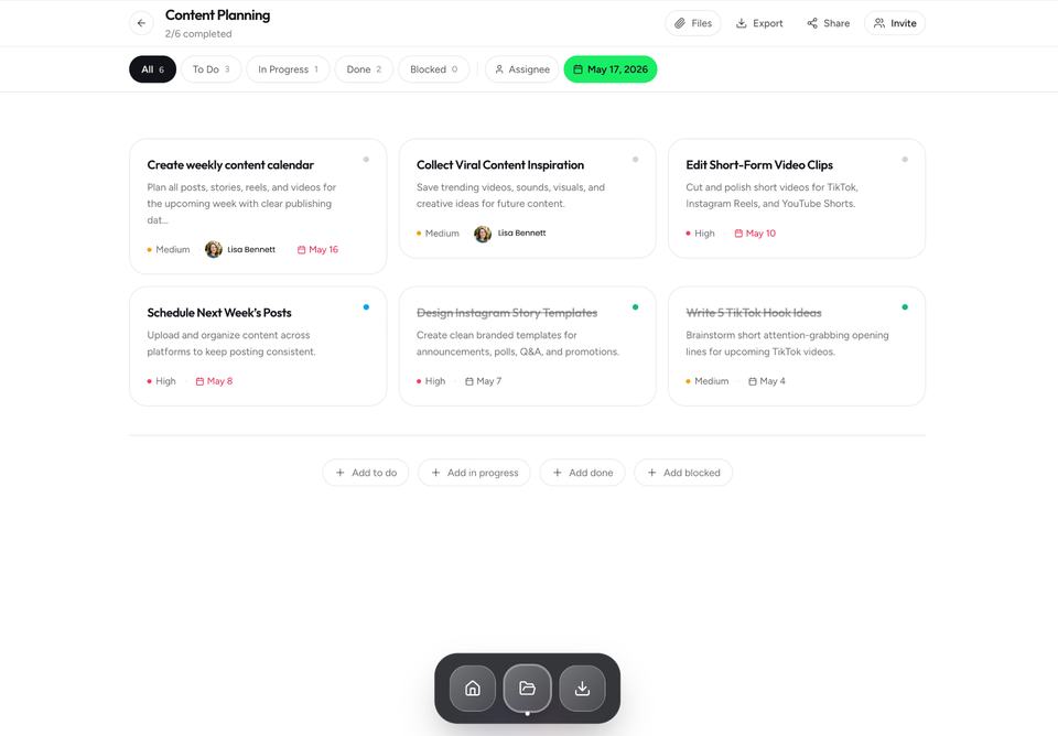 Strumap notes page with a checklist of study tasks and due dates